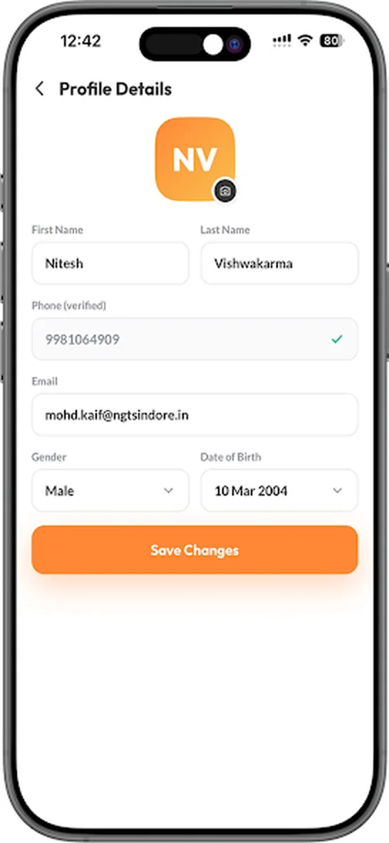 Profile details with verified phone number
